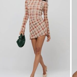 RESA Pink and Cream Plaid Long Sleeve Dress